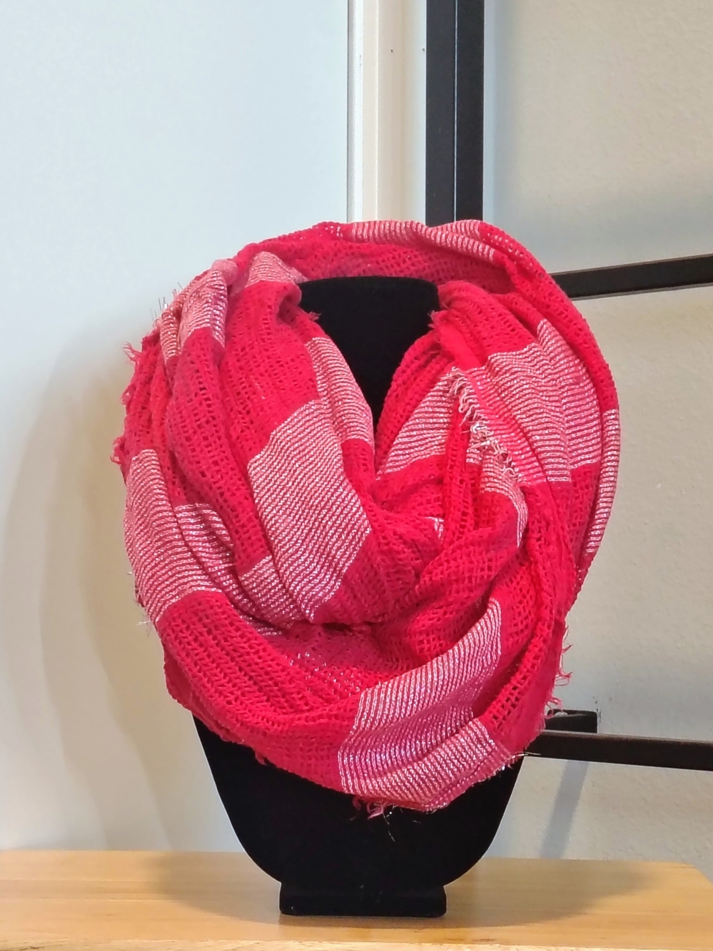 B.P. Hot Pink Metallic Striped Infinity Scarf Size OS